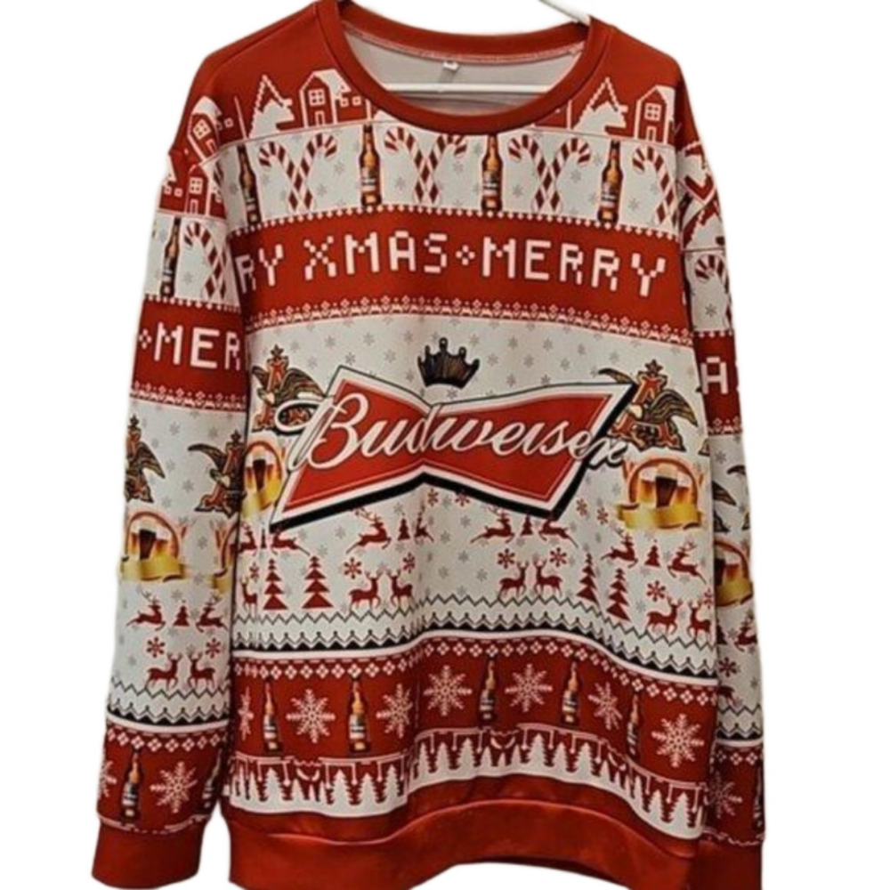 Unbranded Budweiser Christmas Xmas Merry Top Sweater Men's XL